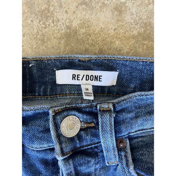 NWT RE/DONE ORIGINALS High Rise Ankle Crop Jean in Dusk Destroy Size 24 - Picture 7 of 16